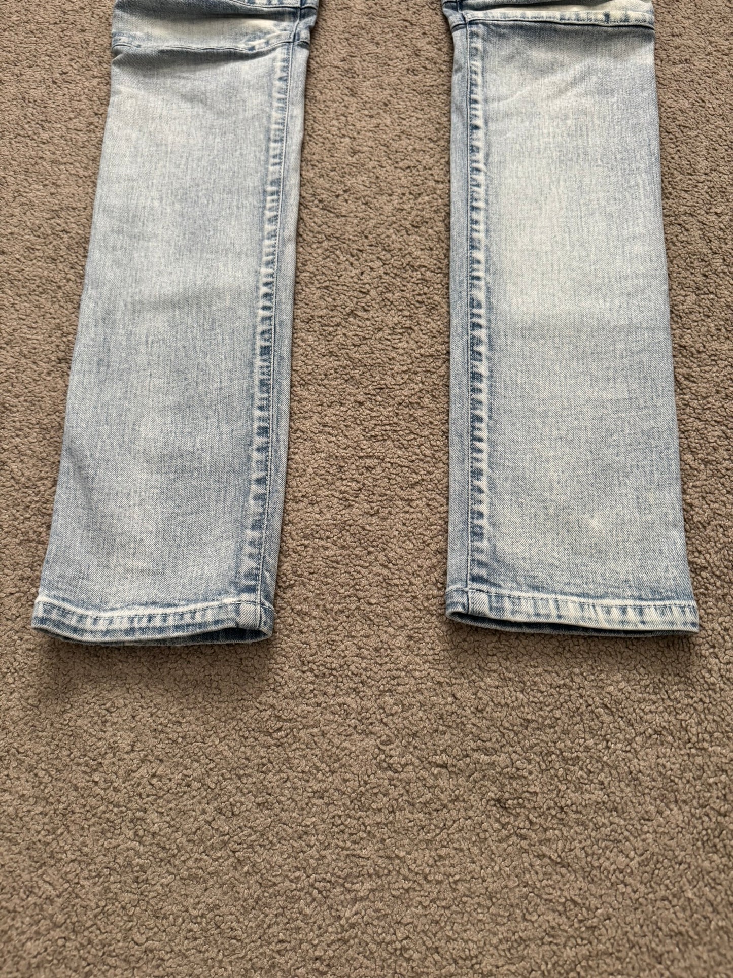 Balmain by Olivier Rousteing Ice Blue Zip Biker Denim Jeans
