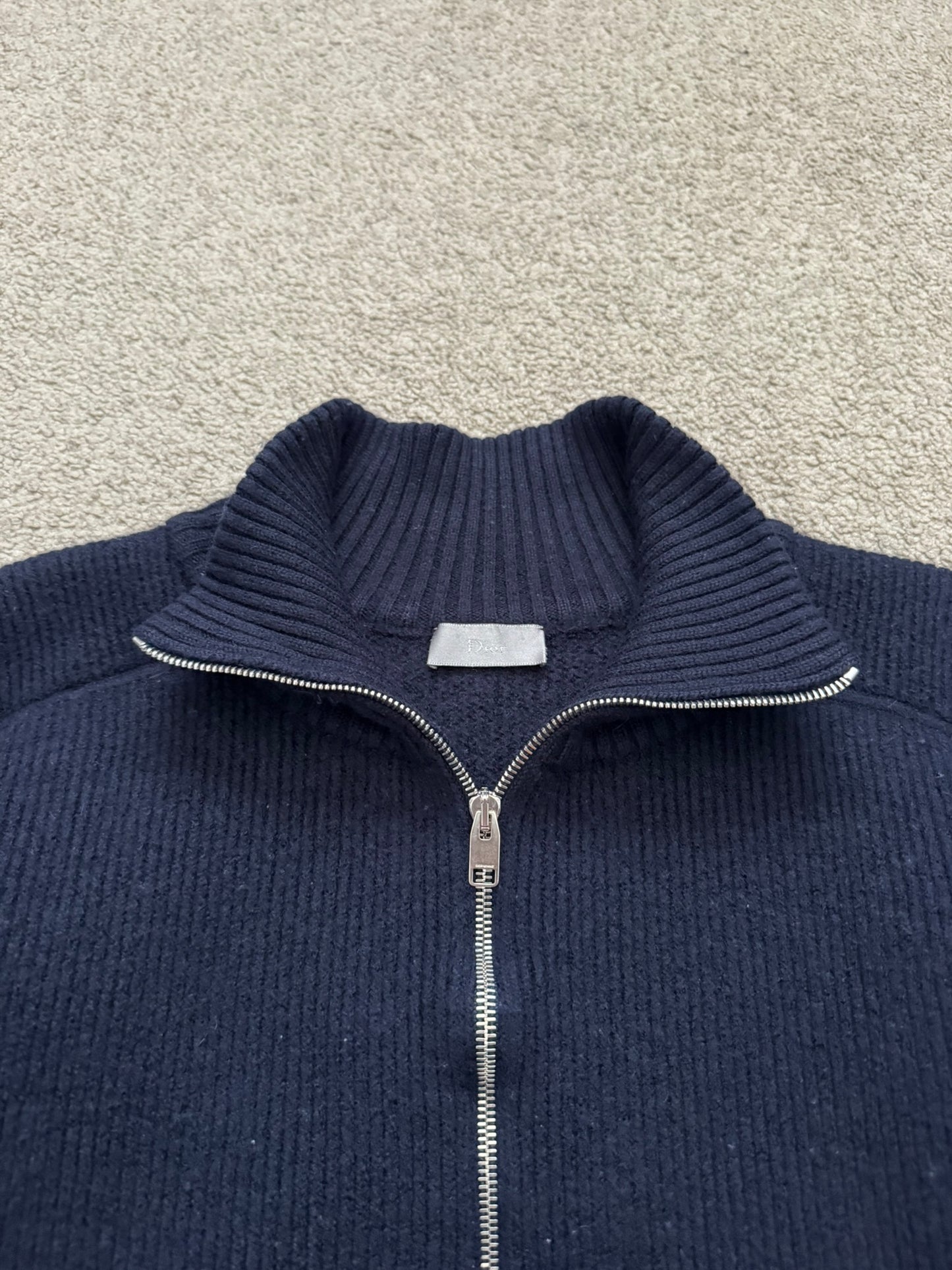 AW07 Dior Homme by Hedi Slimane Thumb Hole Zip Drivers Knit