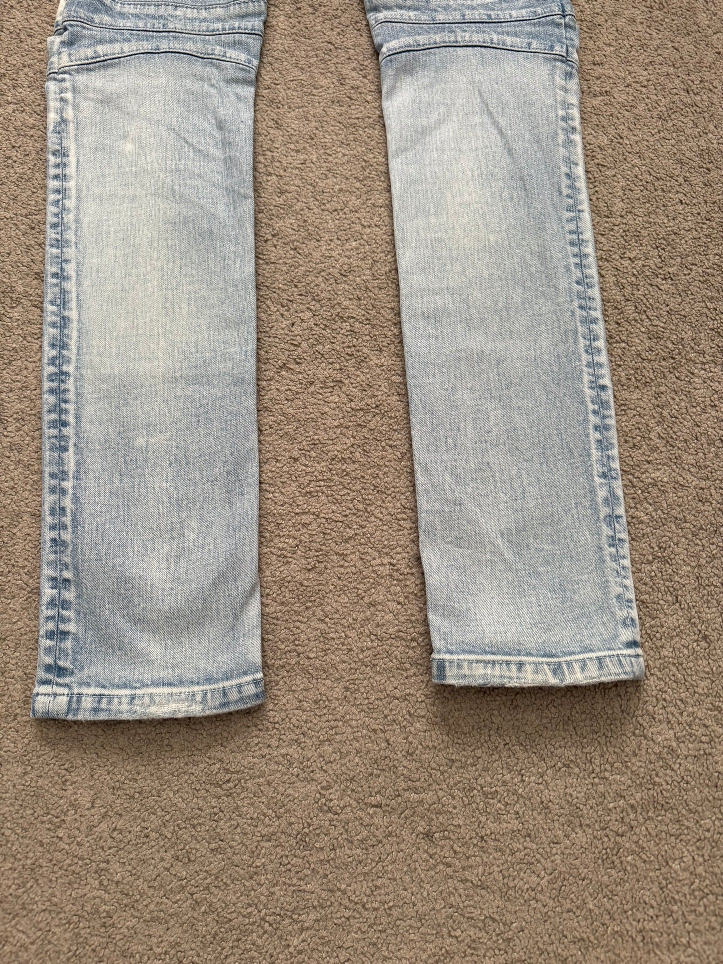 Balmain by Olivier Rousteing Ice Blue Zip Biker Denim Jeans