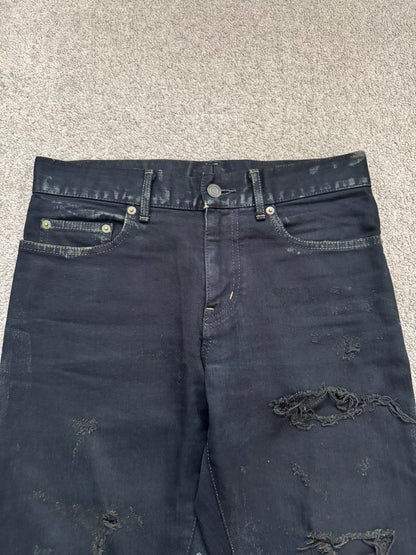 FW14 Saint Laurent by Hedi Slimane Oil Stain Crash Distress Denim Jeans