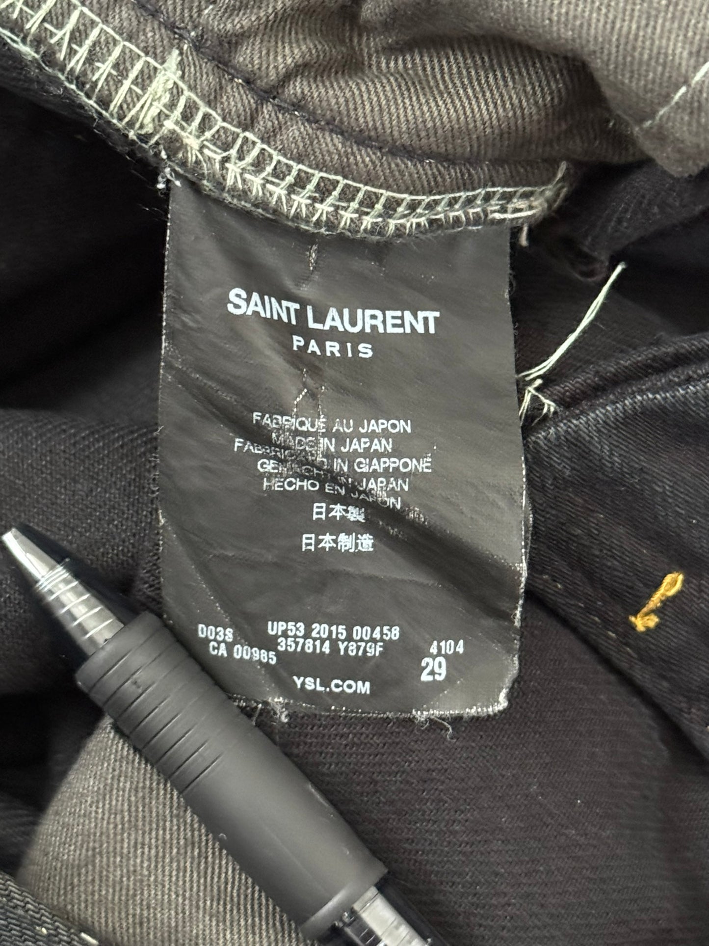 FW14 Saint Laurent by Hedi Slimane Oil Stain Crash Distress Denim Jeans