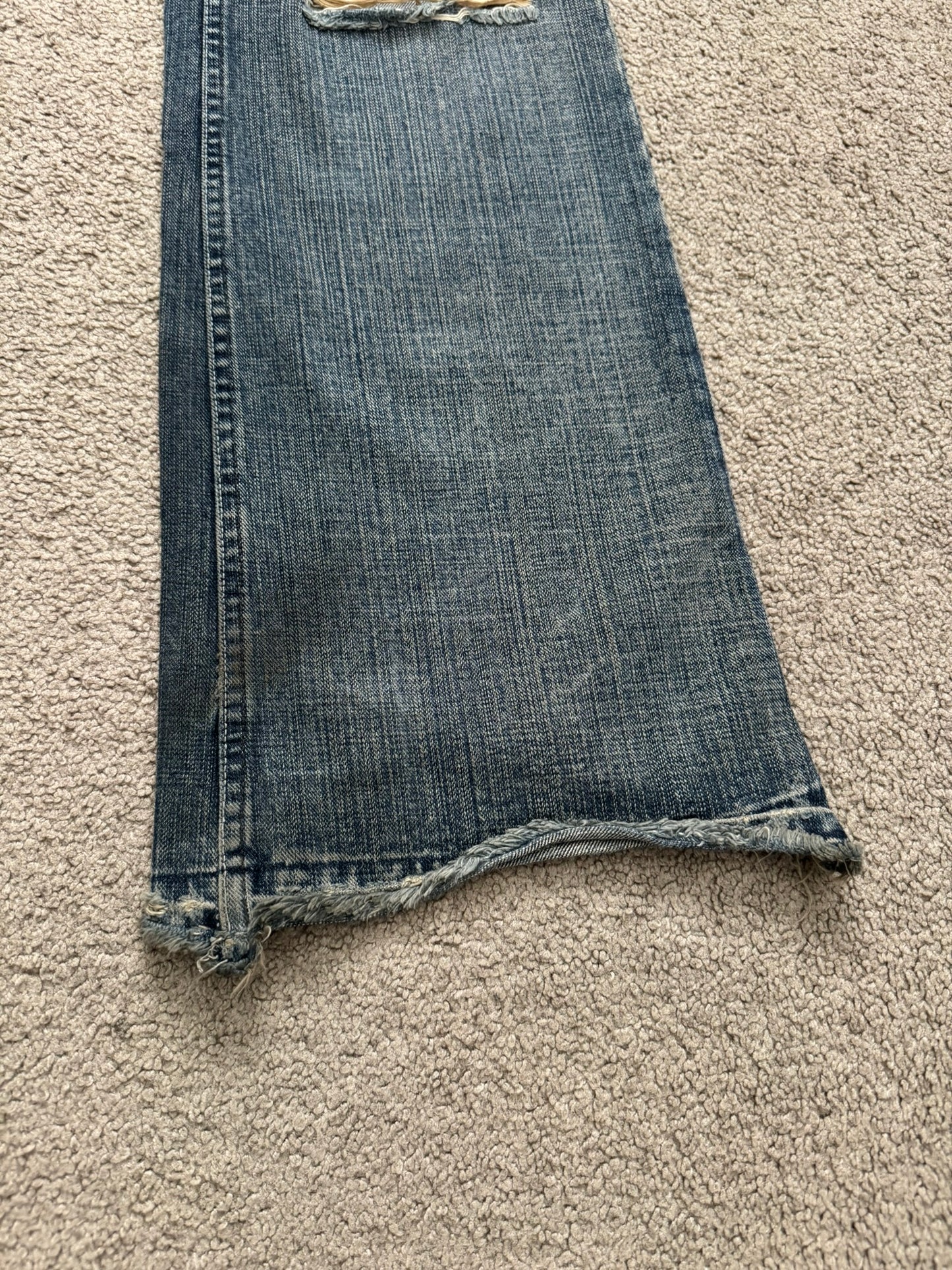 Kazuyuki Kumagai Attachment Distressed Flared Denim Jeans