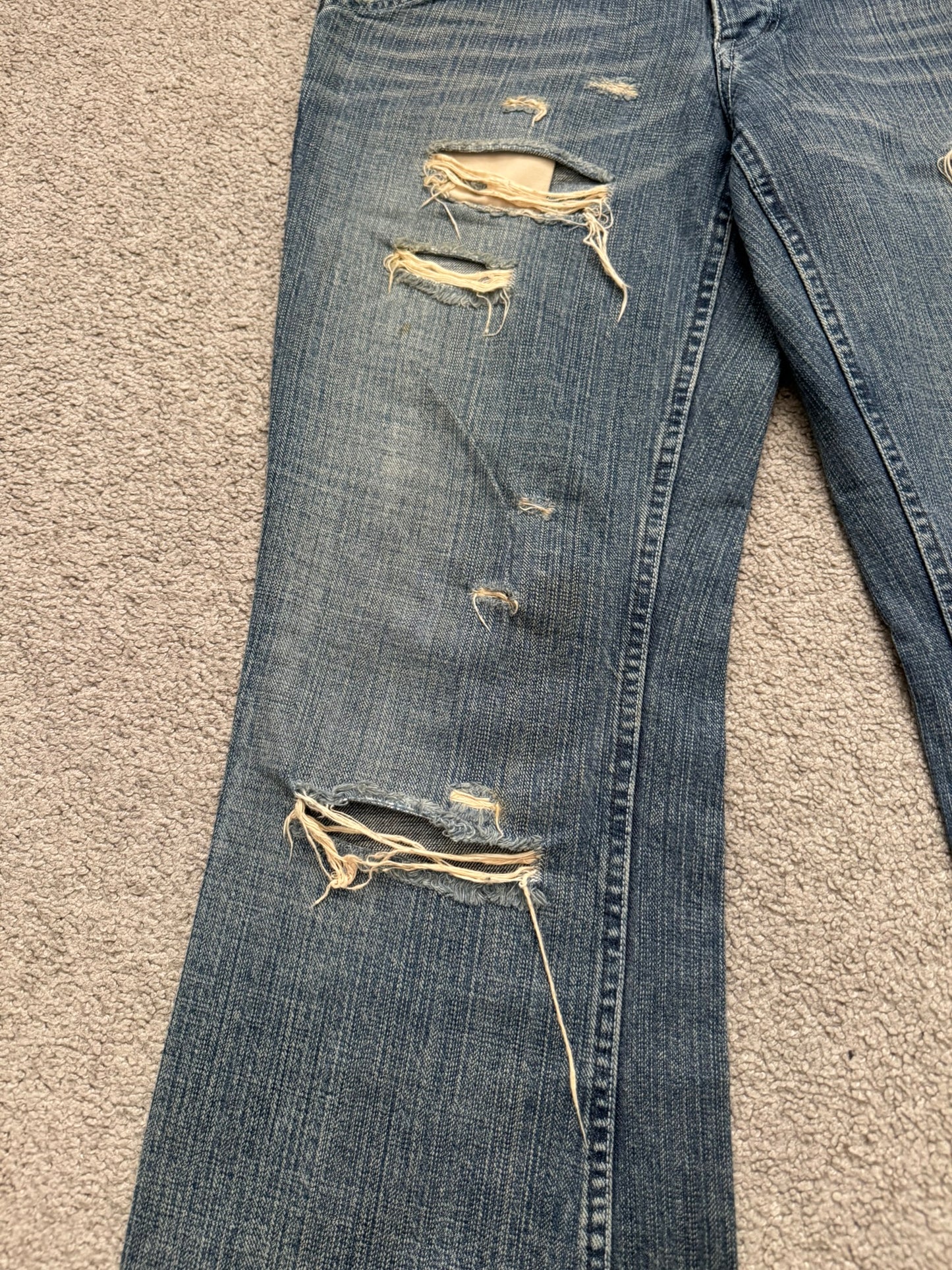 Kazuyuki Kumagai Attachment Distressed Flared Denim Jeans