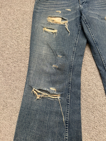 Kazuyuki Kumagai Attachment Distressed Flared Denim Jeans