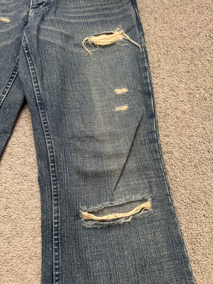 Kazuyuki Kumagai Attachment Distressed Flared Denim Jeans