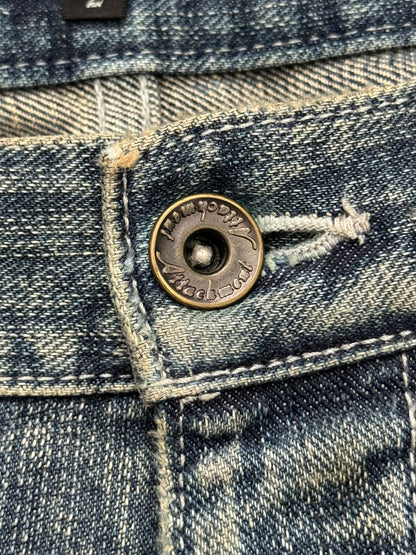 Kazuyuki Kumagai Attachment Distressed Flared Denim Jeans
