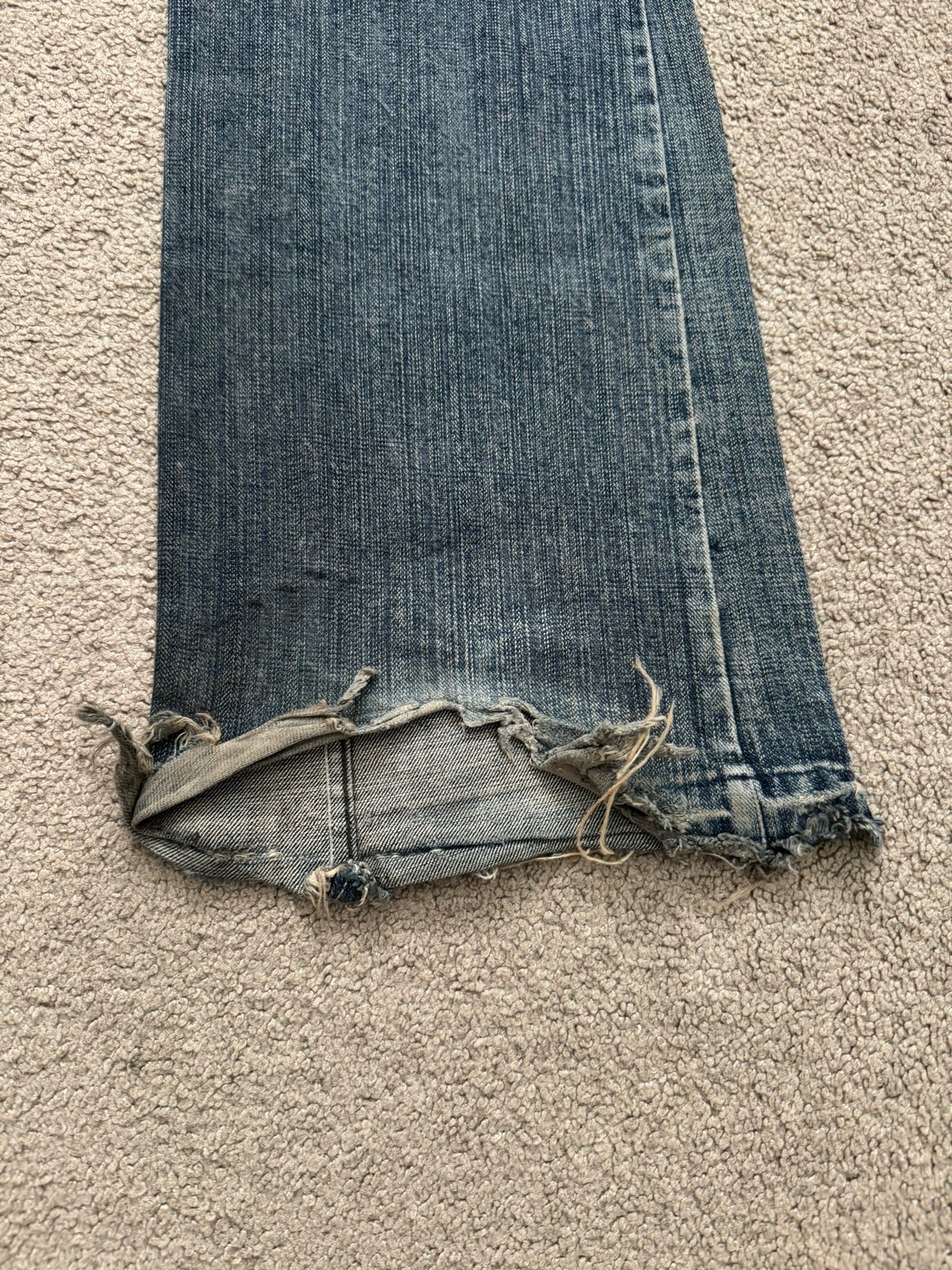 Kazuyuki Kumagai Attachment Distressed Flared Denim Jeans