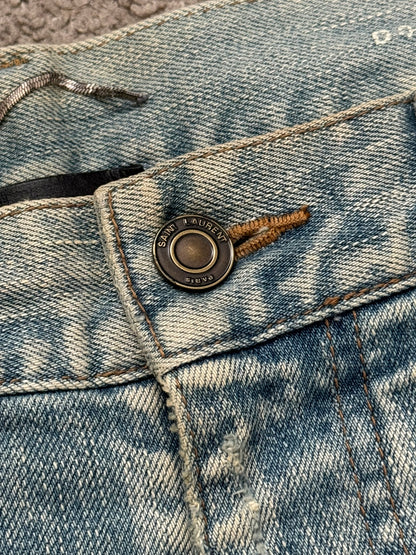 SS16 Saint Laurent by Hedi Slimane Mudwash Crash Distressed Denim Jeans