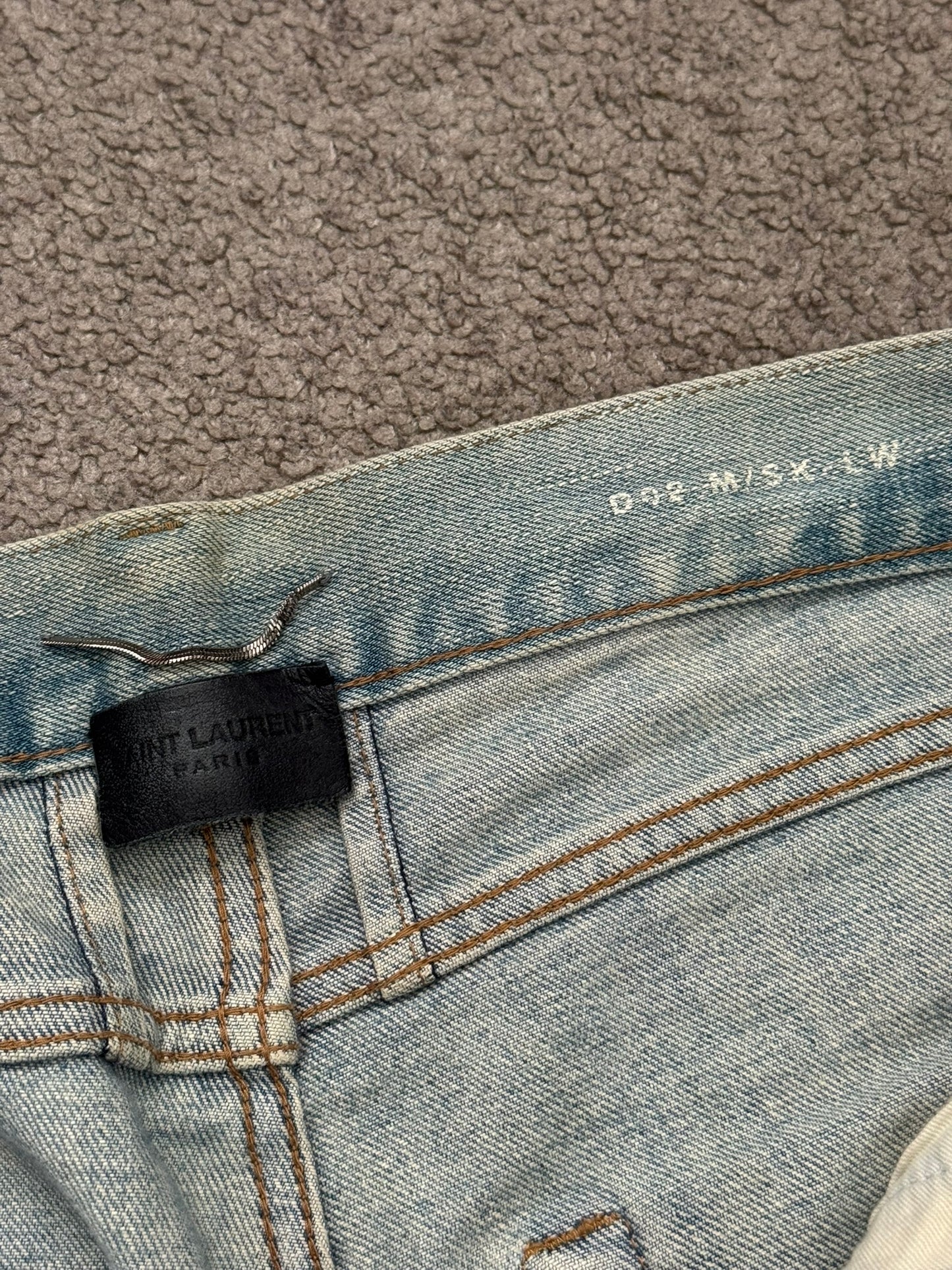 SS16 Saint Laurent by Hedi Slimane Mudwash Crash Distressed Denim Jeans