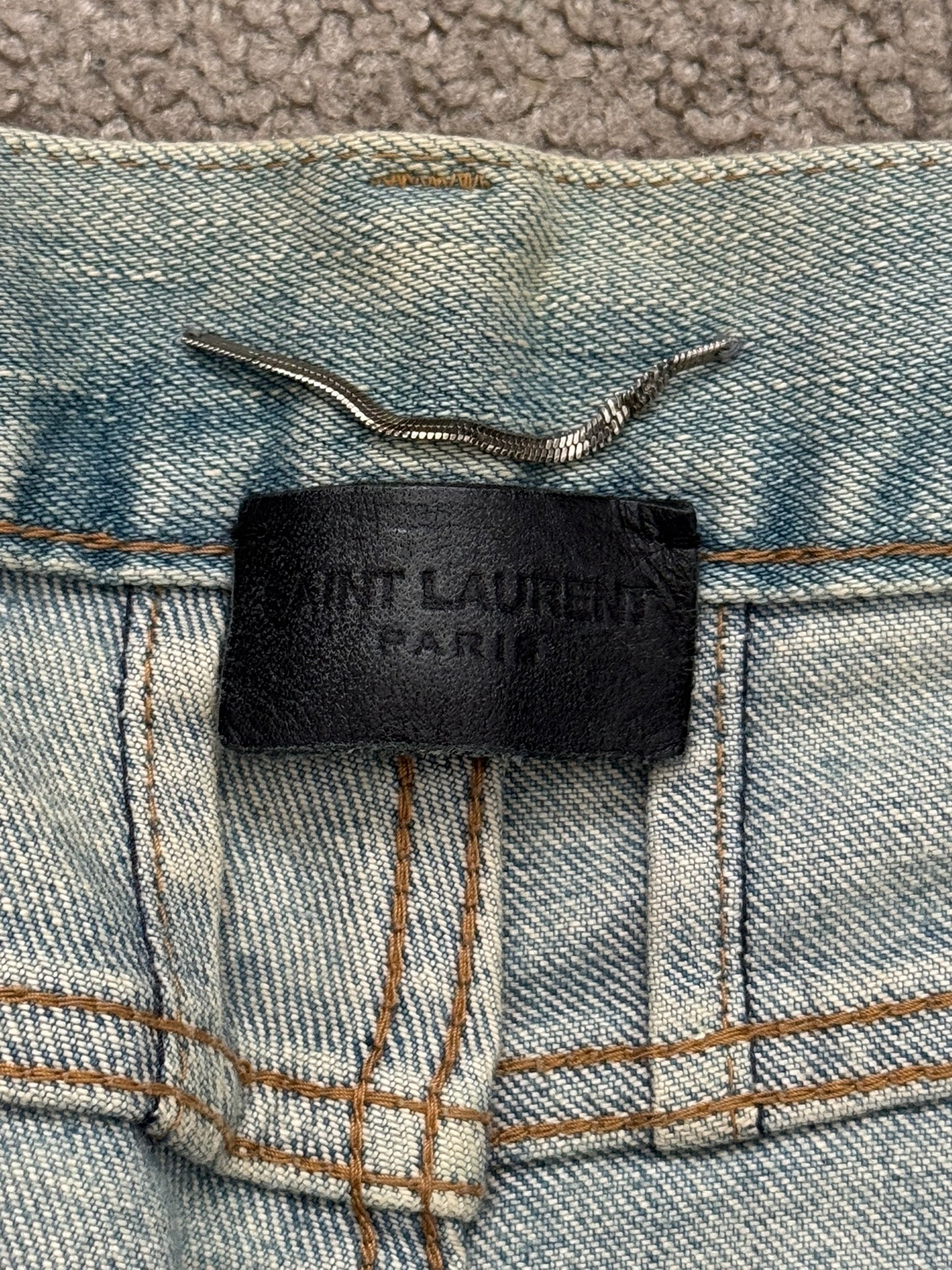 SS16 Saint Laurent by Hedi Slimane Mudwash Crash Distressed Denim Jeans