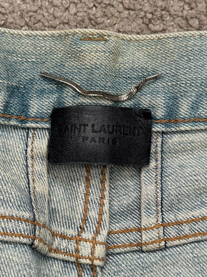 SS16 Saint Laurent by Hedi Slimane Mudwash Crash Distressed Denim Jeans