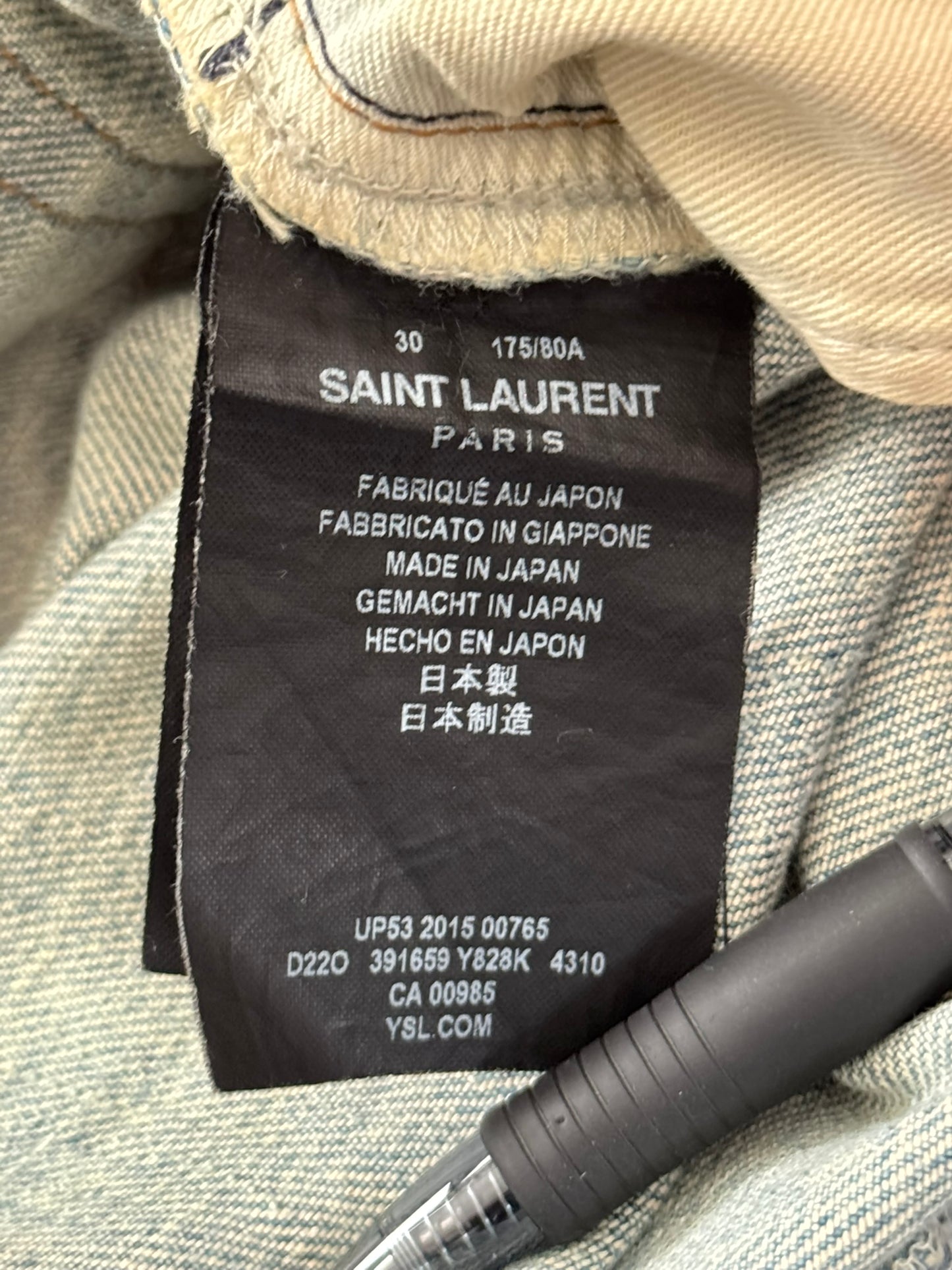 SS16 Saint Laurent by Hedi Slimane Mudwash Crash Distressed Denim Jeans