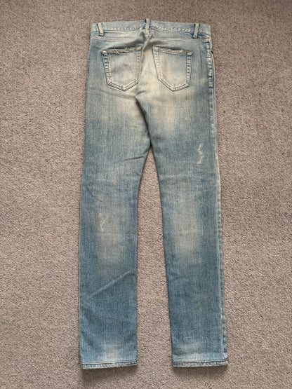 SS16 Saint Laurent by Hedi Slimane Mudwash Crash Distressed Denim Jeans
