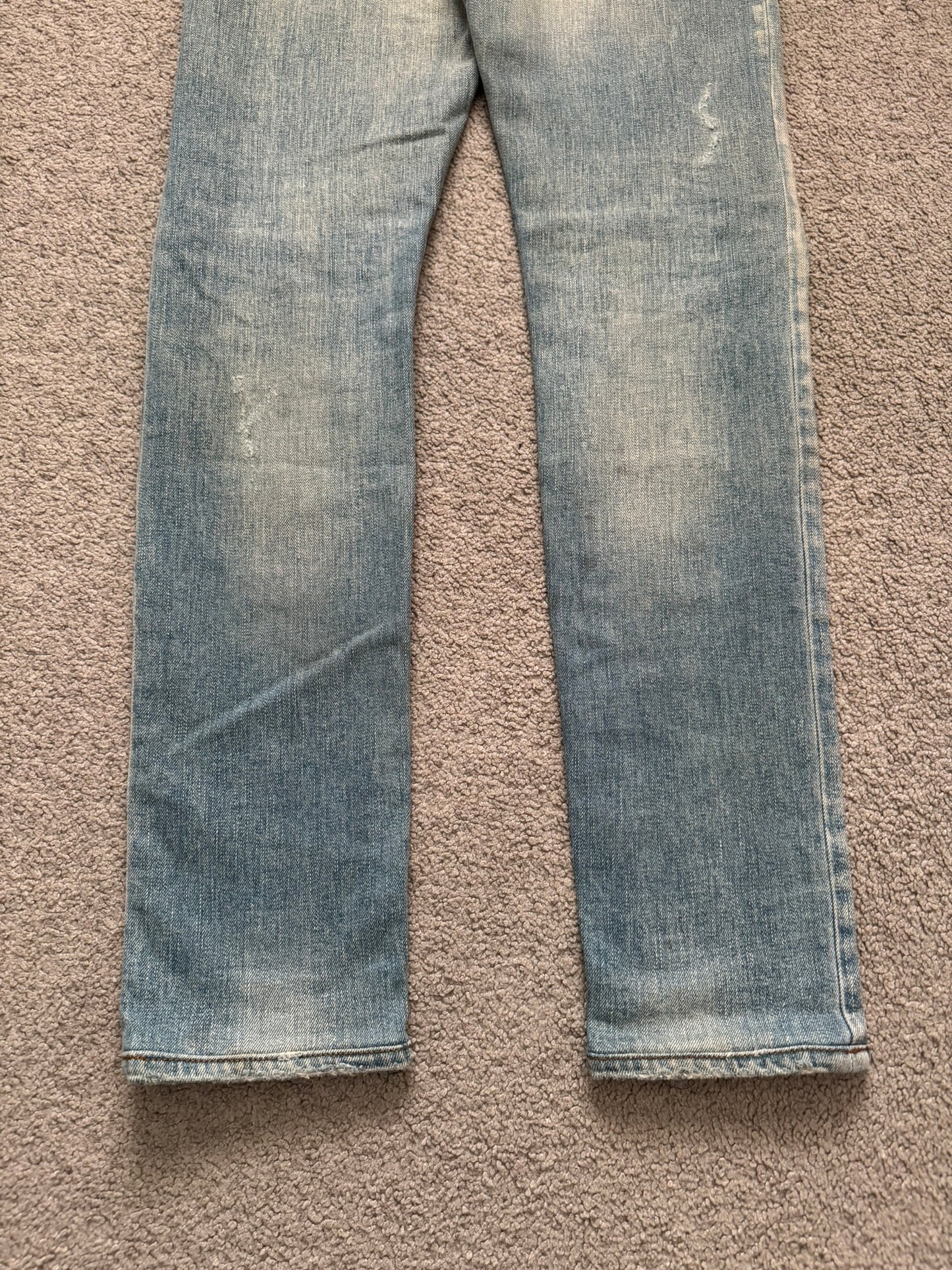 SS16 Saint Laurent by Hedi Slimane Mudwash Crash Distressed Denim Jeans