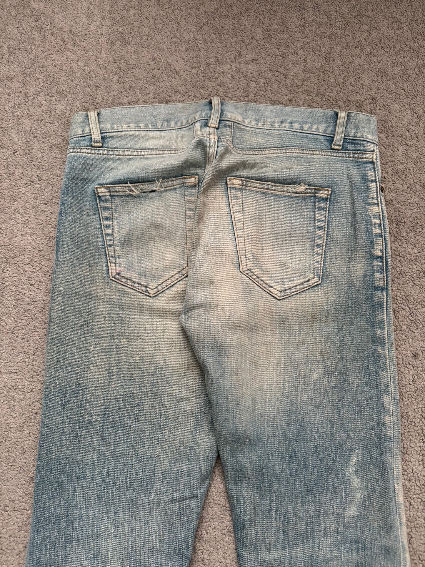 SS16 Saint Laurent by Hedi Slimane Mudwash Crash Distressed Denim Jeans