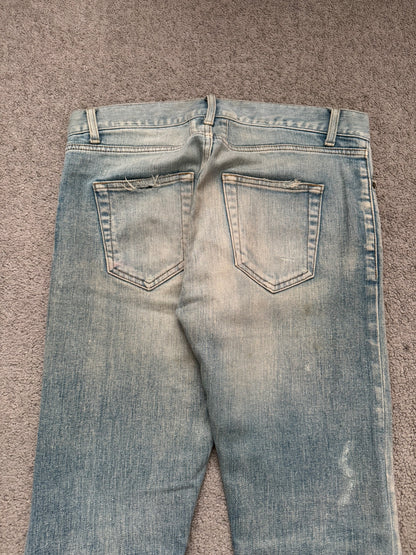 SS16 Saint Laurent by Hedi Slimane Mudwash Crash Distressed Denim Jeans