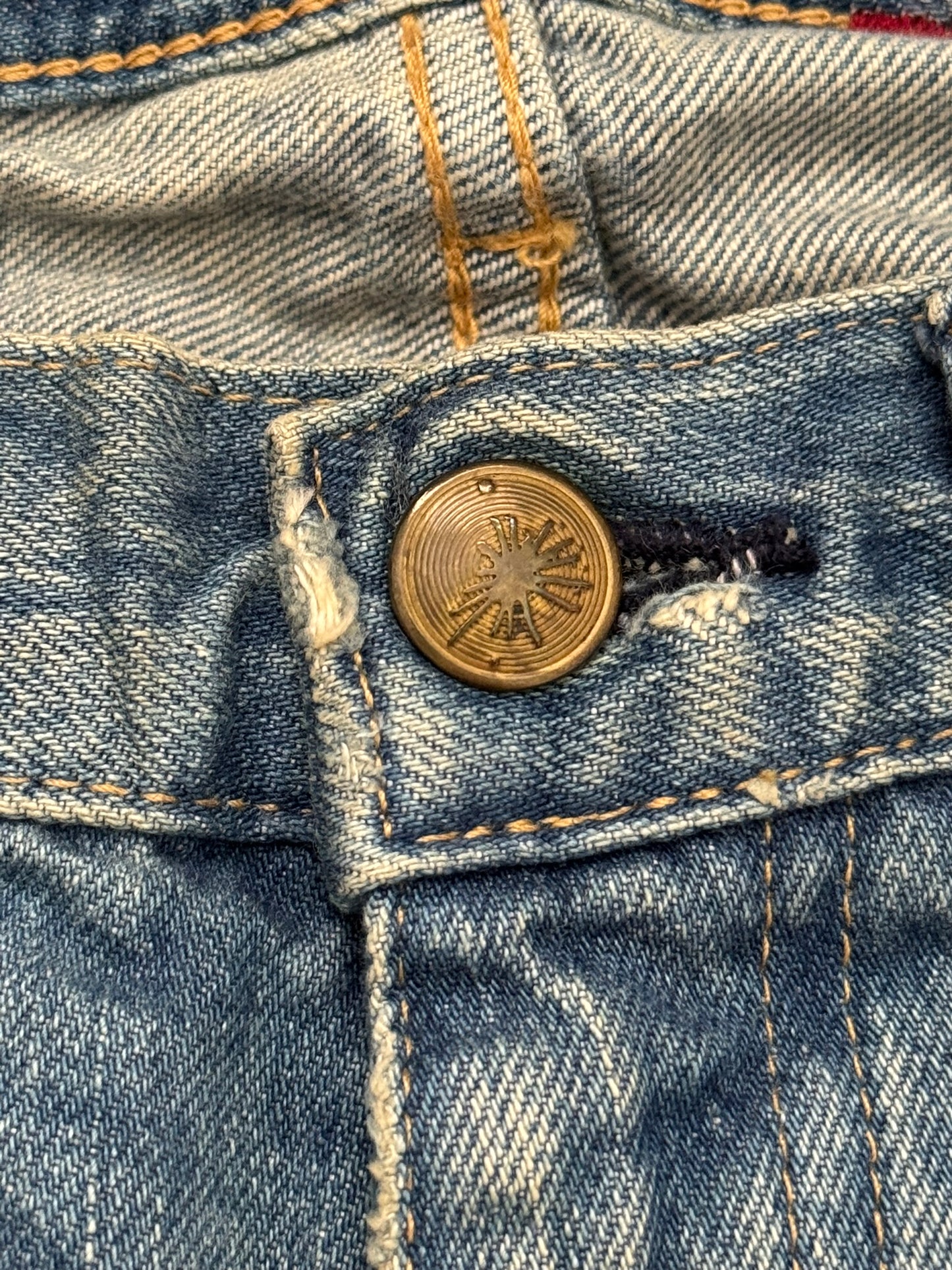Mihara Yasuhiro Distressed Crash Red Stitch Denim Jeans