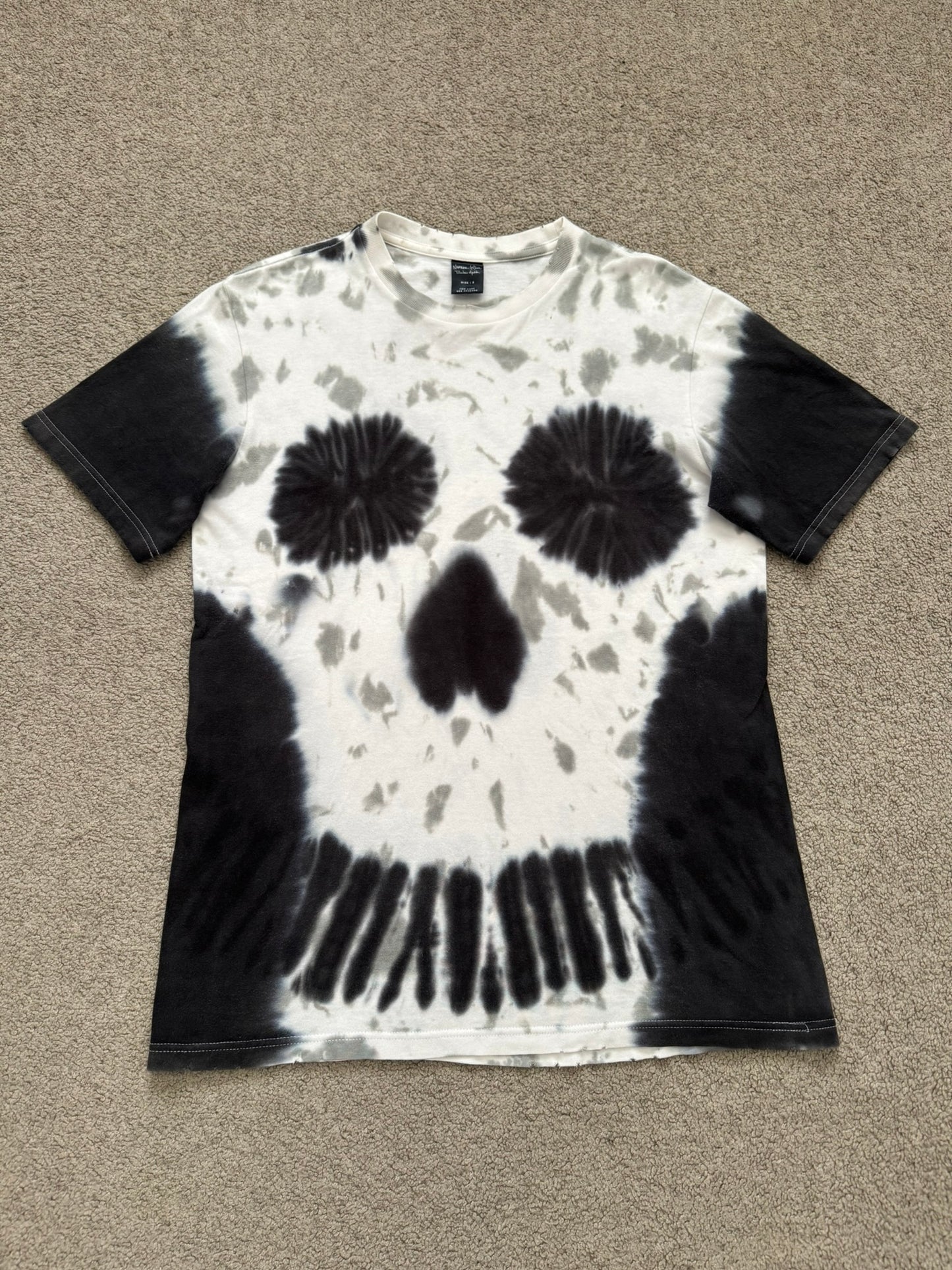 SS06 Number (N)ine Black Tie Dye Skull T Shirt