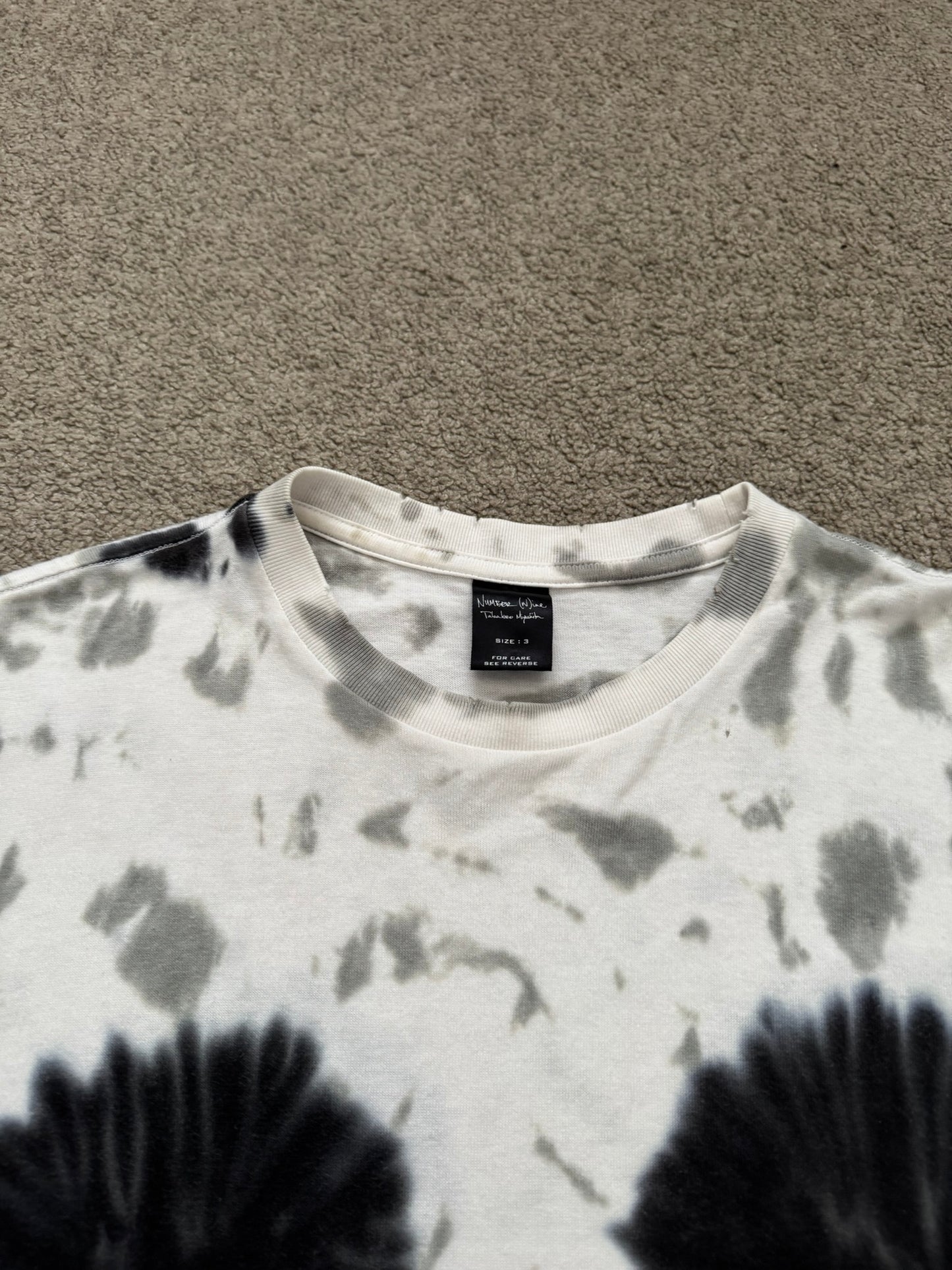 SS06 Number (N)ine Black Tie Dye Skull T Shirt