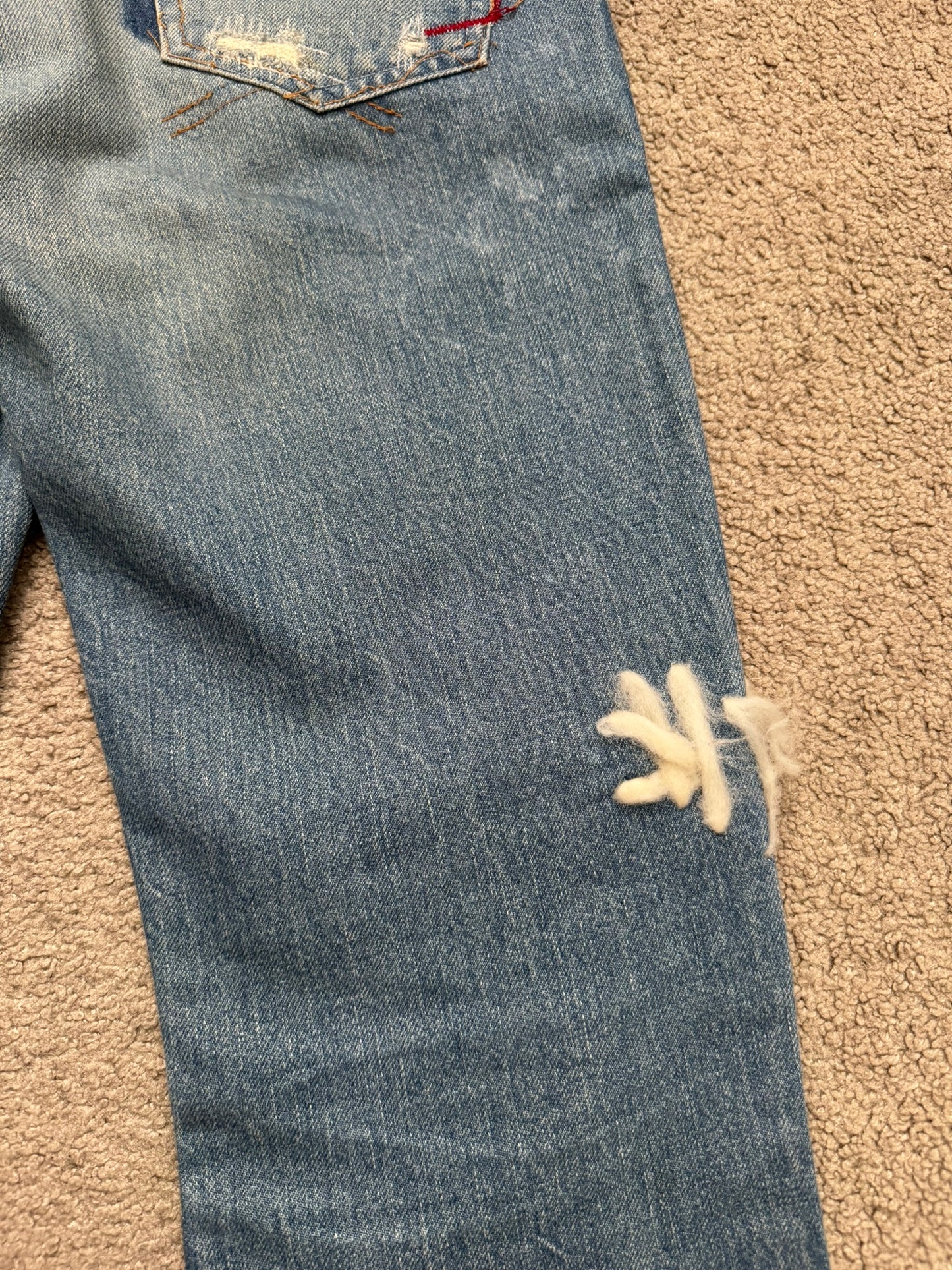Mihara Yasuhiro Distressed Crash Red Stitch Denim Jeans