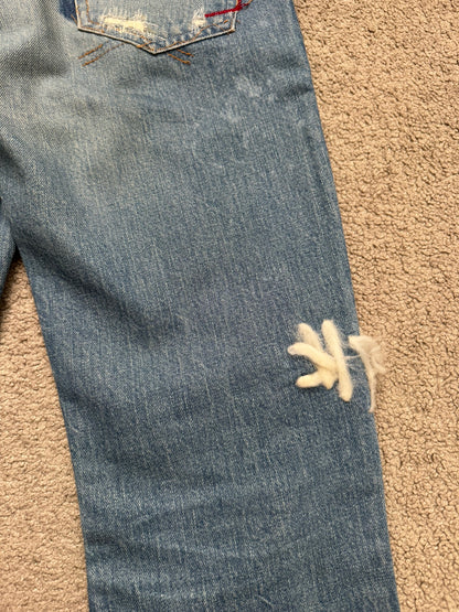 Mihara Yasuhiro Distressed Crash Red Stitch Denim Jeans