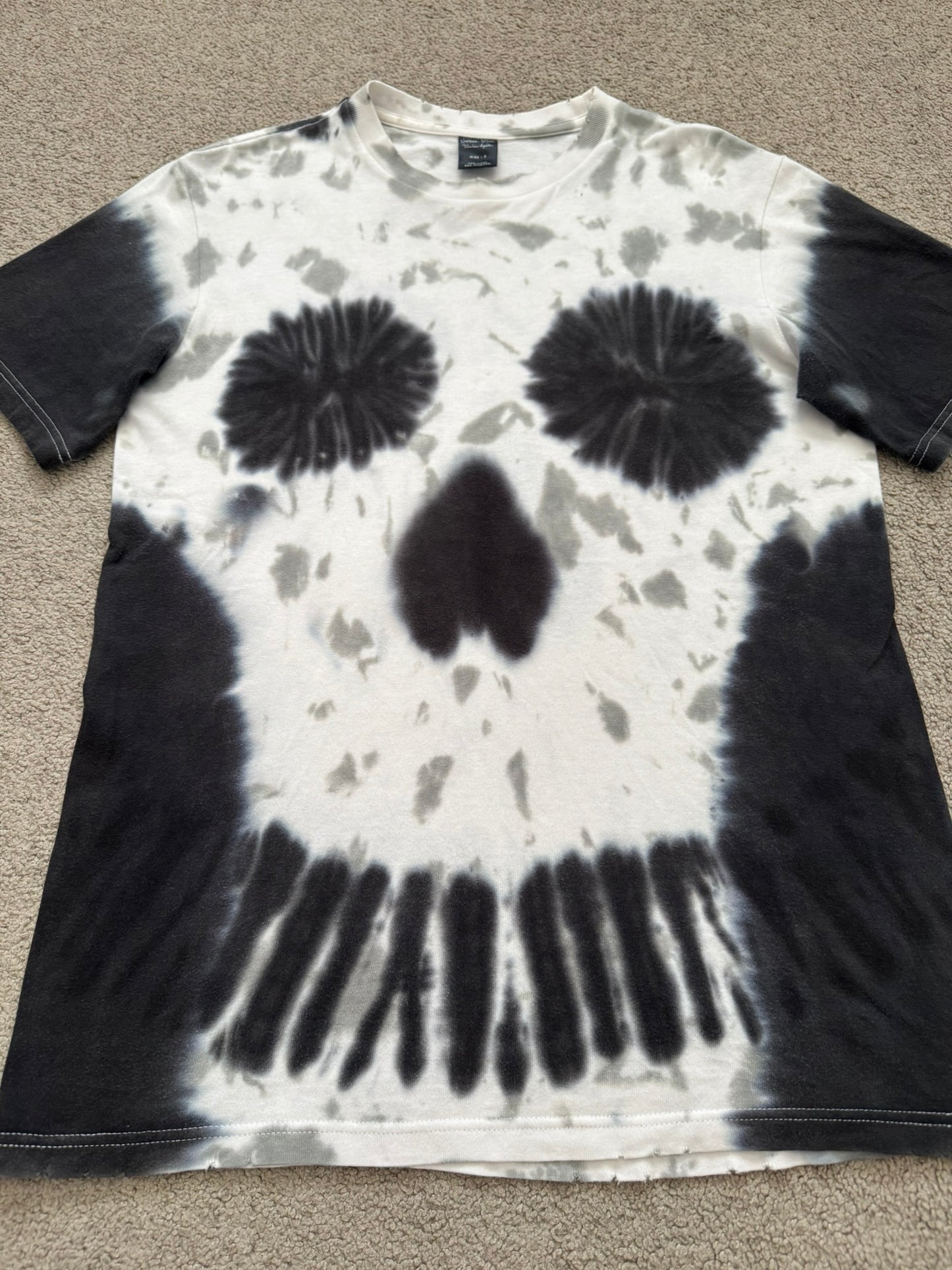 SS06 Number (N)ine Black Tie Dye Skull T Shirt