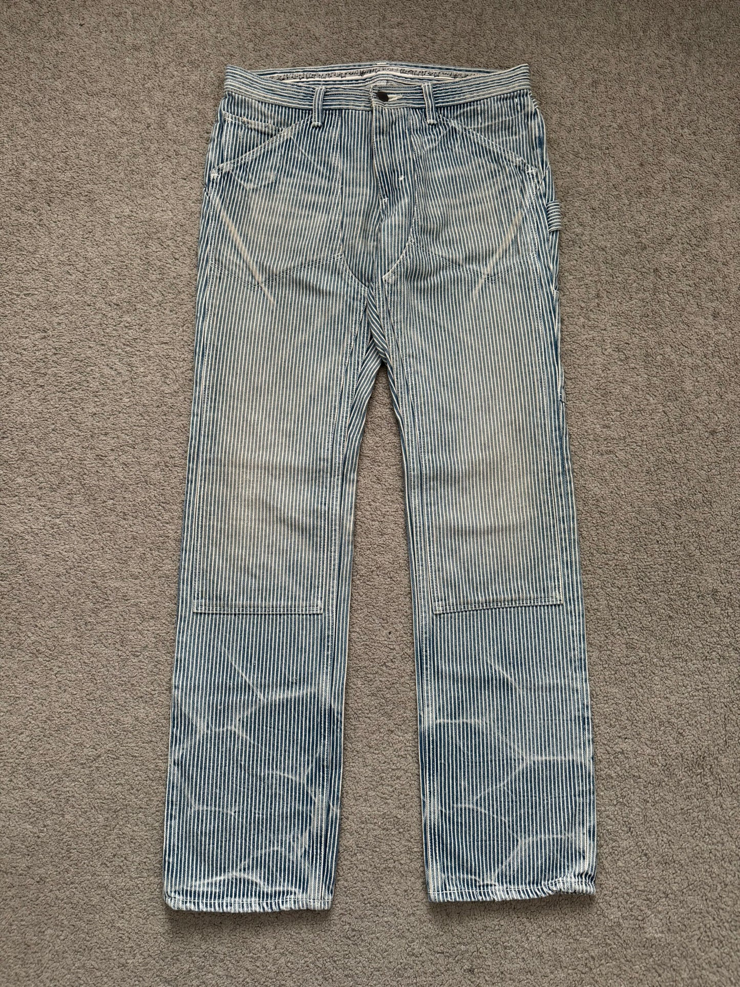 SS08 Number (N)ine Mudwash Hickory Striped Double Knee Jeans