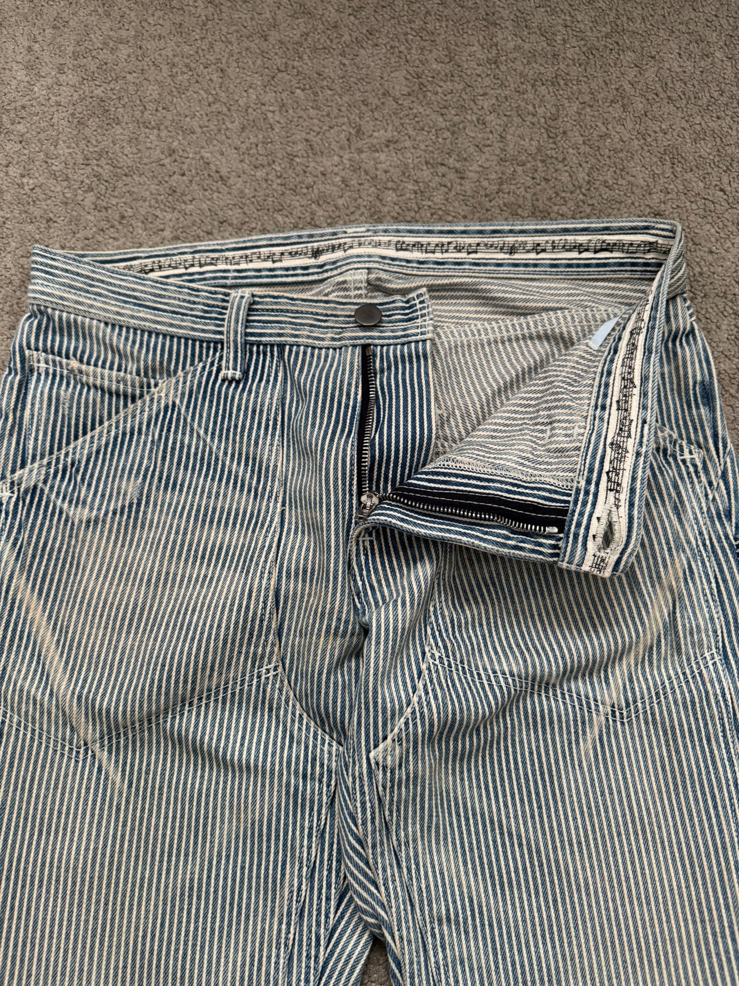 SS08 Number (N)ine Mudwash Hickory Striped Double Knee Jeans