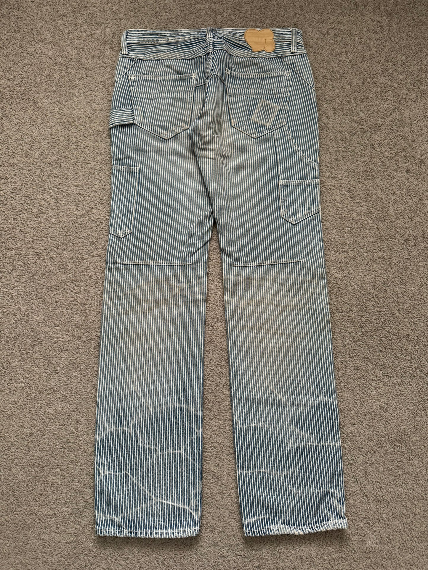 SS08 Number (N)ine Mudwash Hickory Striped Double Knee Jeans
