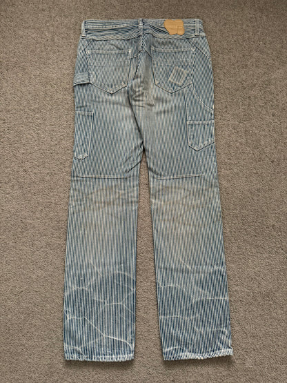 SS08 Number (N)ine Mudwash Hickory Striped Double Knee Jeans