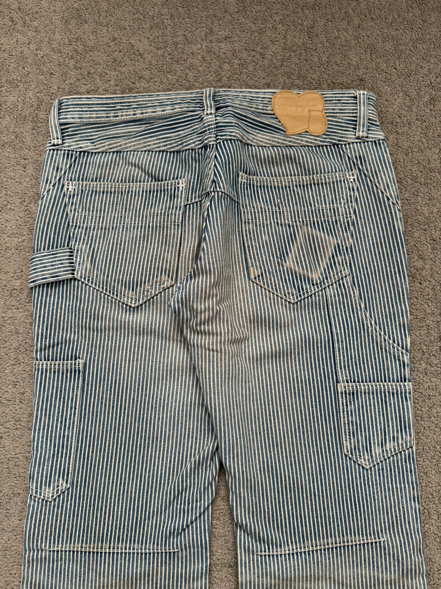 SS08 Number (N)ine Mudwash Hickory Striped Double Knee Jeans