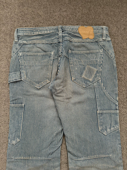 SS08 Number (N)ine Mudwash Hickory Striped Double Knee Jeans