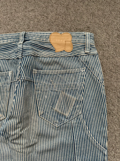 SS08 Number (N)ine Mudwash Hickory Striped Double Knee Jeans