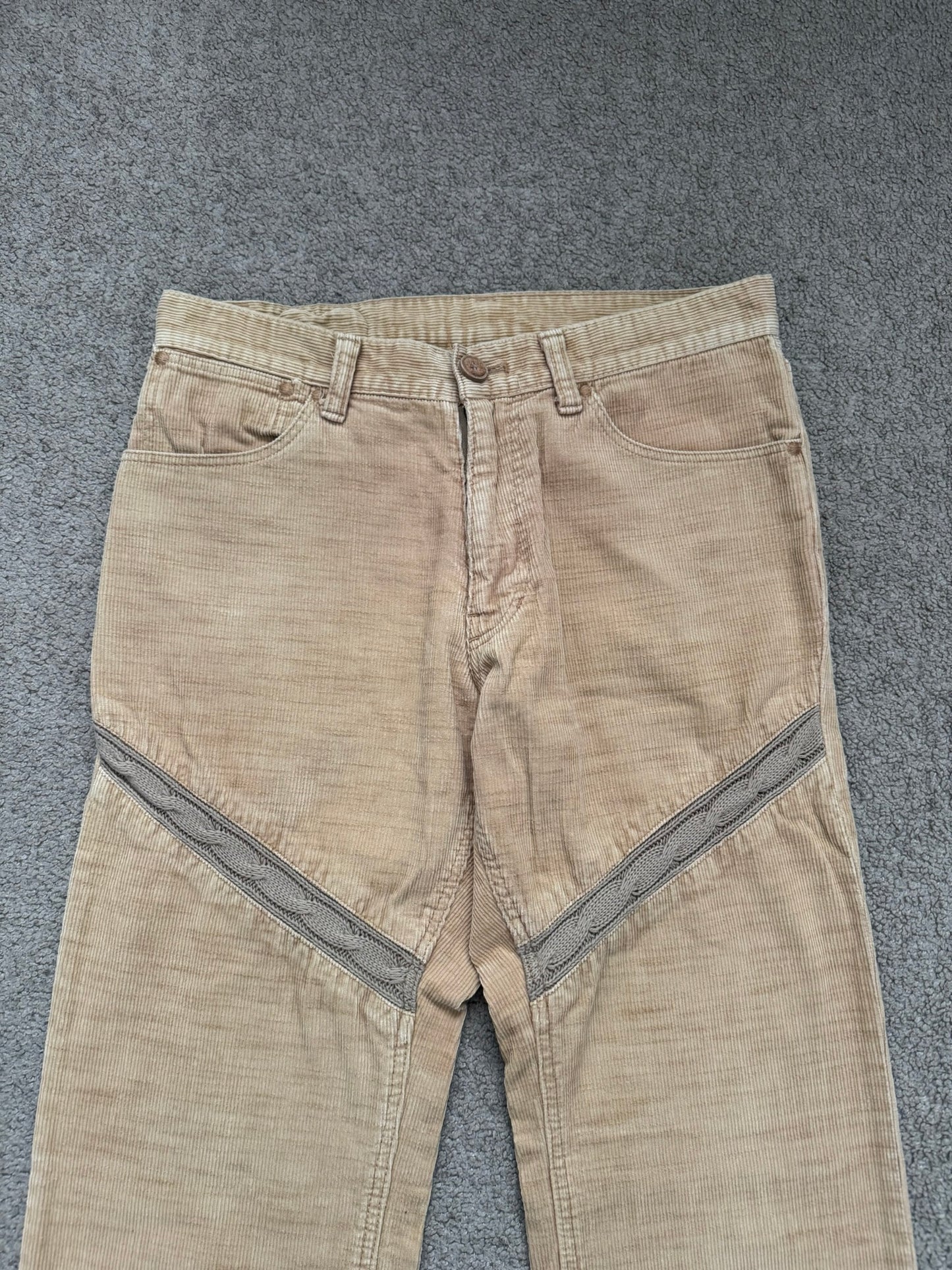 AW03 Number (N)ine Cable Knit Crying Heart Corduroy Pants