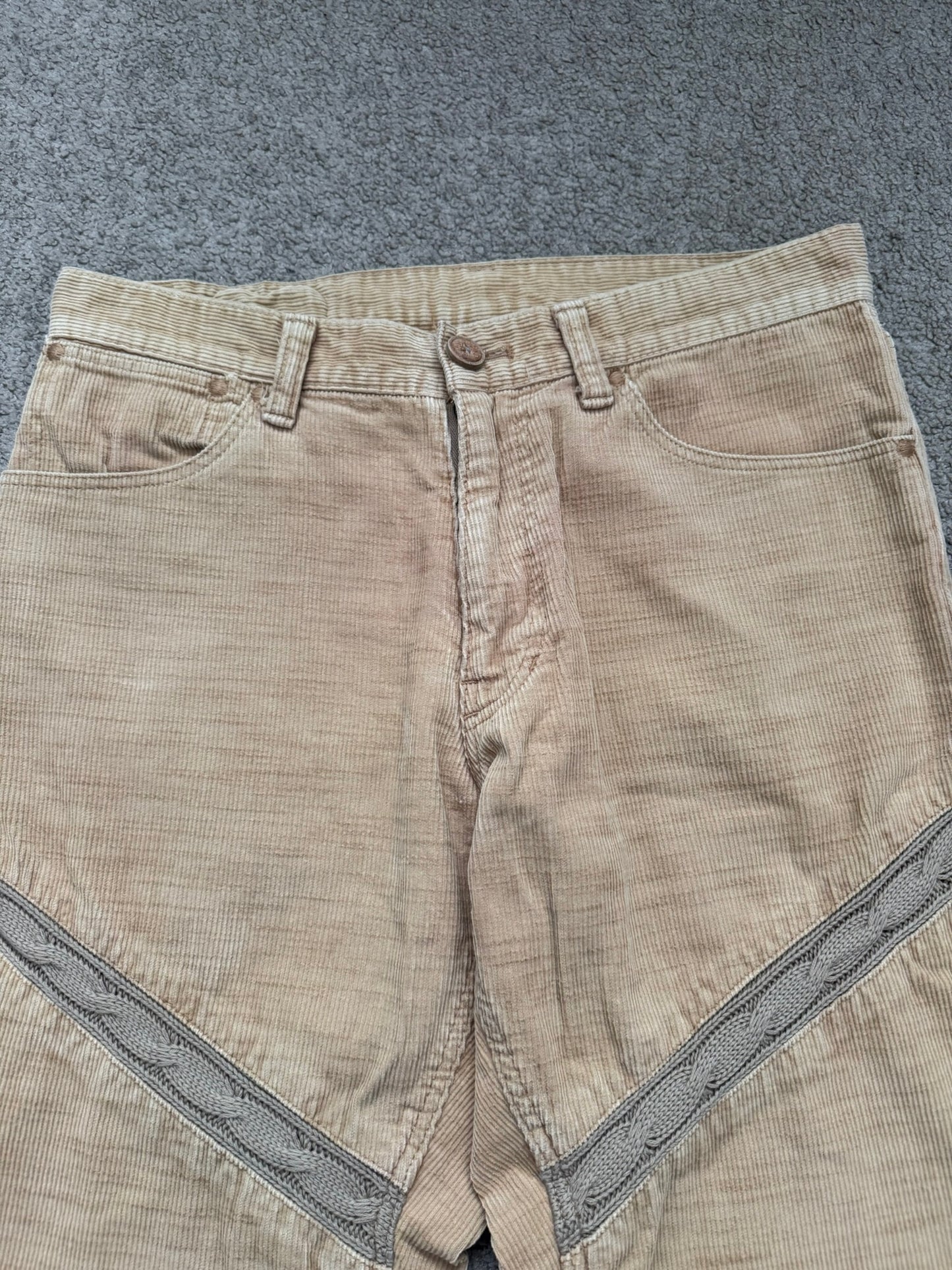 AW03 Number (N)ine Cable Knit Crying Heart Corduroy Pants