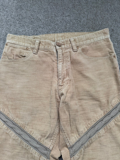 AW03 Number (N)ine Cable Knit Crying Heart Corduroy Pants