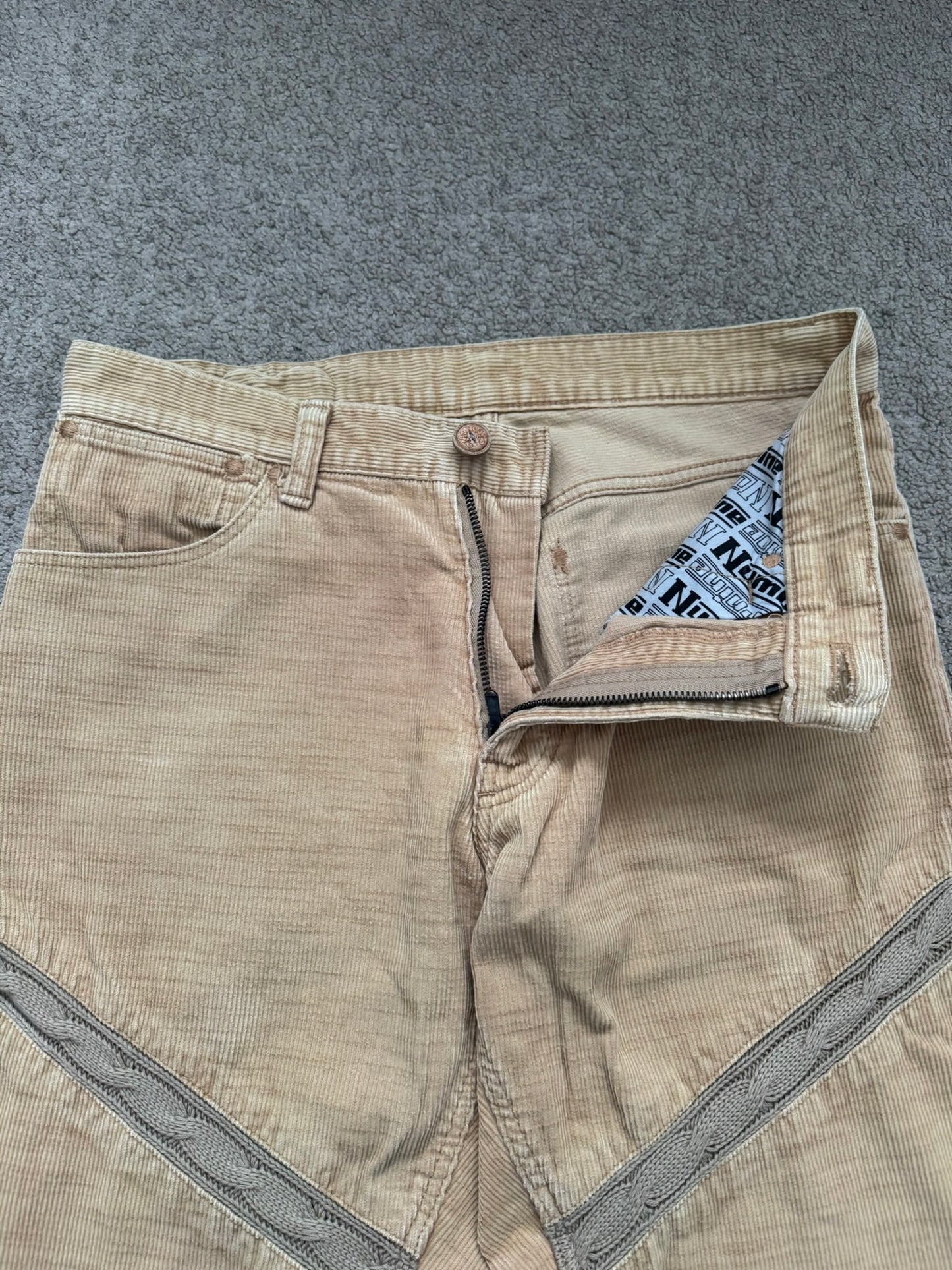 AW03 Number (N)ine Cable Knit Crying Heart Corduroy Pants