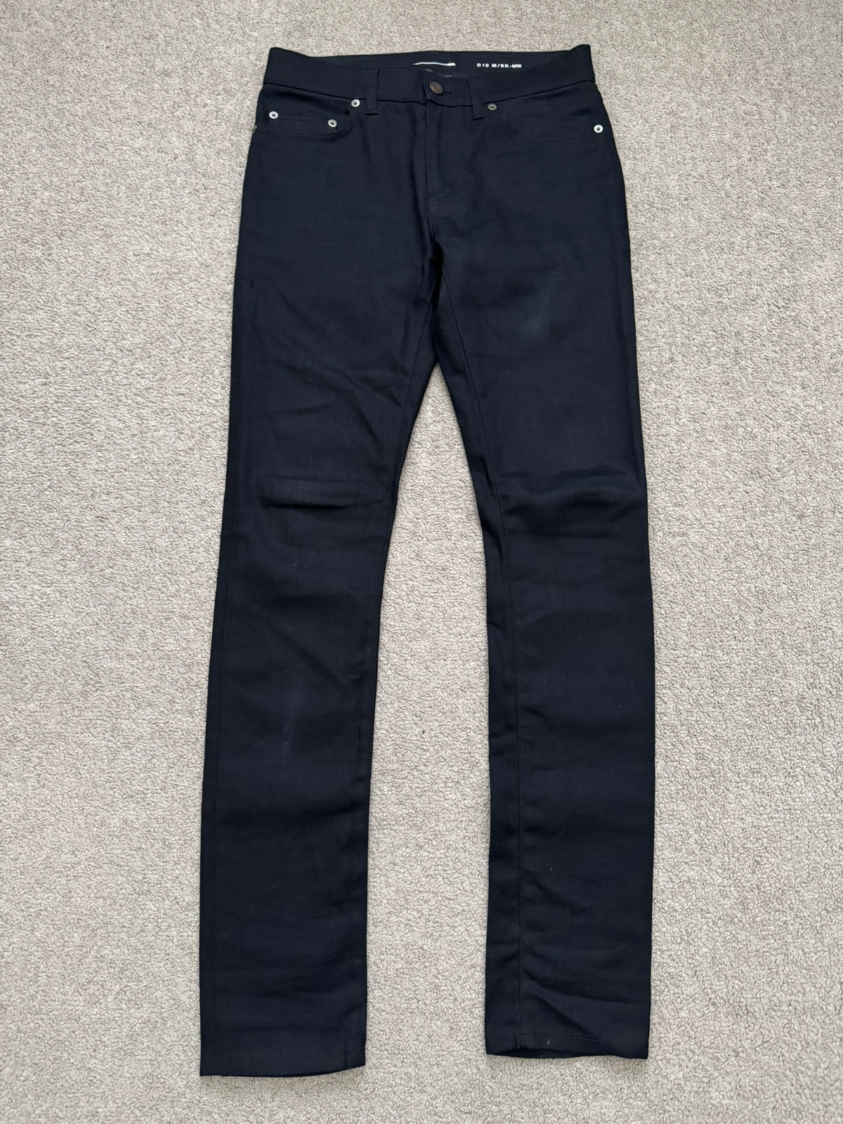FW15 Saint Laurent by Hedi Slimane Black Waxed D10 Denim Jeans