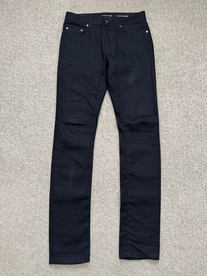 FW15 Saint Laurent by Hedi Slimane Black Waxed D10 Denim Jeans