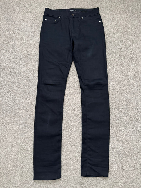 FW15 Saint Laurent by Hedi Slimane Black Waxed D10 Denim Jeans