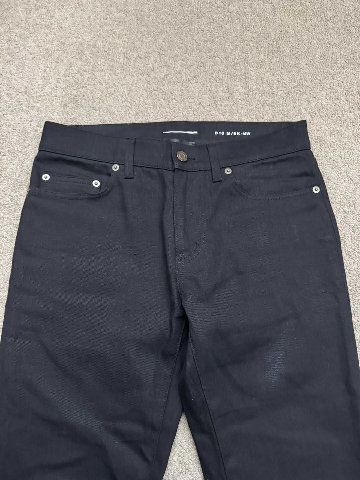 FW15 Saint Laurent by Hedi Slimane Black Waxed D10 Denim Jeans