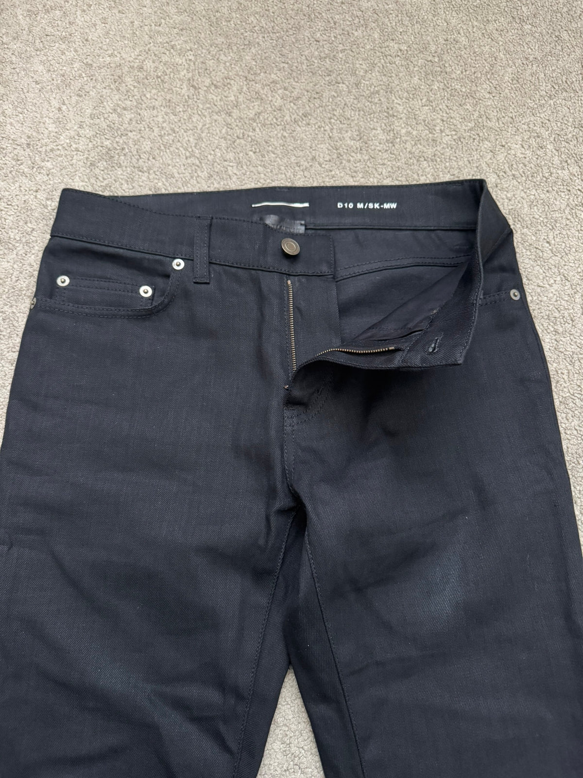FW15 Saint Laurent by Hedi Slimane Black Waxed D10 Denim Jeans