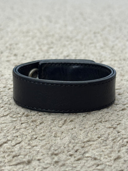 Chrome Hearts 3 Silver Rolling Stones Snap Button Leather Bracelet