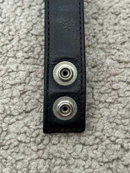 Chrome Hearts 3 Silver Rolling Stones Snap Button Leather Bracelet