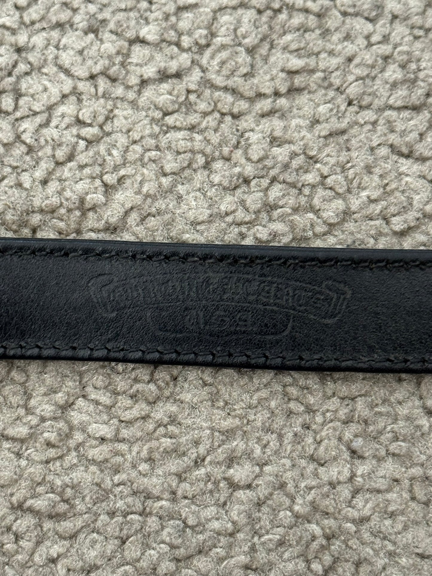 Chrome Hearts 3 Silver Rolling Stones Snap Button Leather Bracelet
