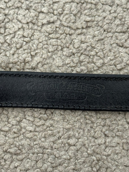 Chrome Hearts 3 Silver Rolling Stones Snap Button Leather Bracelet