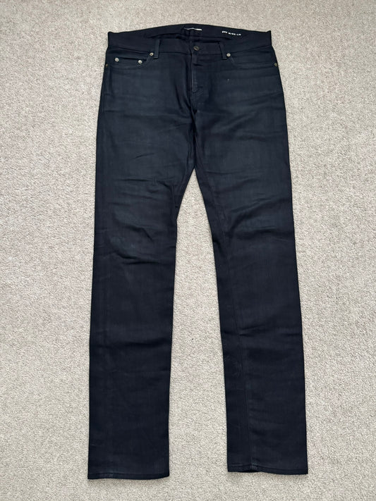 SS14 Saint Laurent by Hedi Slimane Black Waxed D02 Denim Jeans