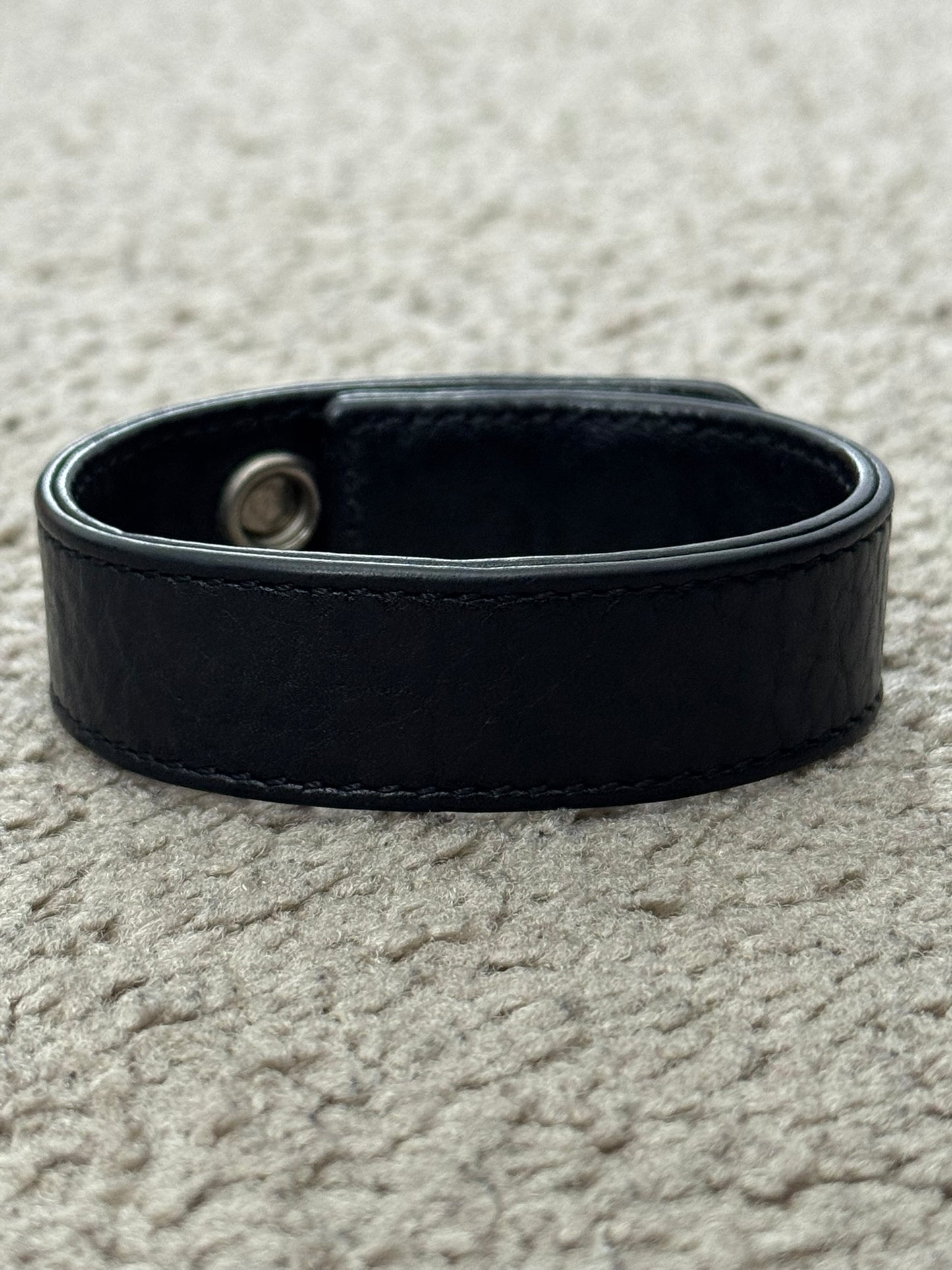 Chrome Hearts 3 Silver Cross Snap Button Leather Bracelet