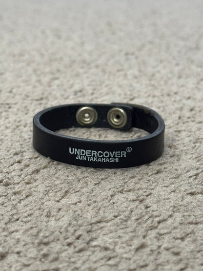Undercover Logo Snap Button Black Leather Bracelet