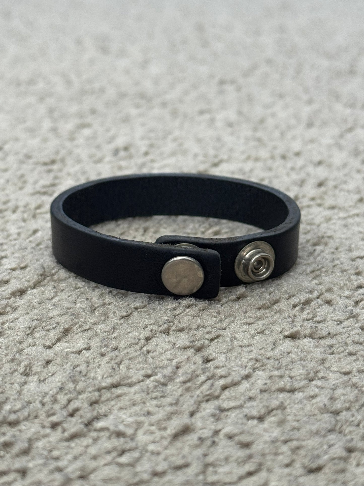 Undercover Logo Snap Button Black Leather Bracelet